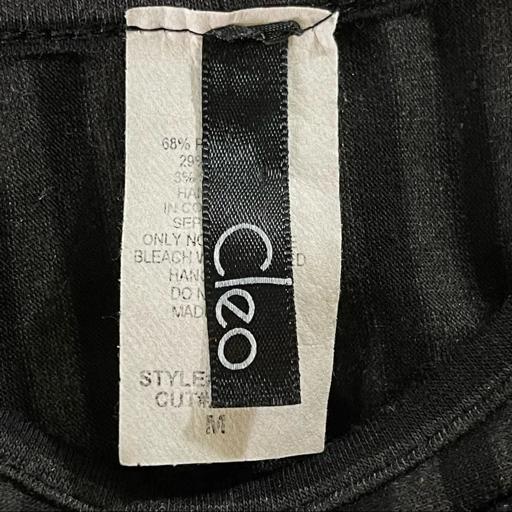 Cleo Black Gray Stripe Fringe Hemline Sleeveless Midi Dress Size Medium - Picture 3 of 16